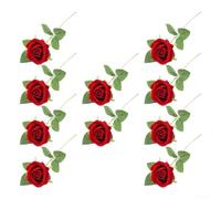 Lot de 10 roses artificielles rouges en soie pour bouquets de mariage, centres de table, décoration de maison, jardin, fournitures de fête, arrangements floraux artificiels nécessitant peu d'entretien