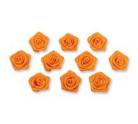 Lot de 10 roses en satin de 3 cm pour décoration, bricolage, décoration de table, mariage, baptême, communion, Tissu, orange 668