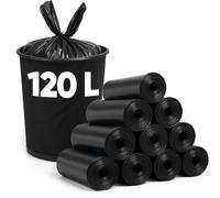 Lot de 10 rouleaux de 7 sacs poubelle en polyéthylène basse densité 120 l - Résistants à la déchirure - Pour déchets mixtes - Épais - 20 microns - Stable et résistant - Pour la maison, le bureau, la