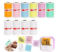 Lot de 10 rouleaux de papier autocollant thermique coloré pour mini imprimantes Phomemo T02/M02/M02S/Pro, 53 x 28 mm