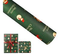 Lot de 10 rouleaux de papier cadeau de Noël - Mini rouleau - Rouge, blanc, vert, doré, renne et flocon de neige pour Noël, vacances, fête (J)