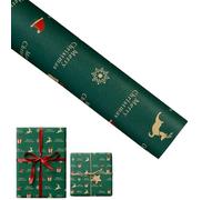 Lot de 10 rouleaux de papier cadeau de Noël - Mini rouleau - Rouge, blanc, vert, doré, renne et flocon de neige pour Noël, vacances, fête (D)
