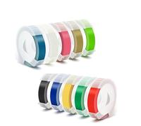 Lot de 10 rouleaux de ruban d'étiquettes de gaufrage 3D de rechange compatible avec les étiqueteuses à gaufrer Dymo, 6,35 x 25,9 cm, 10 couleurs en plastique pour étiqueteuses à gaufrer