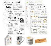 Lot de 10 Rub On Autocollants, 14,8 × 21 cm Résistant à L'eau Tatouages de Bougies, Autocollant de Transfert pour Meubles, Verre, Bois, Scrapbooking, Céramique