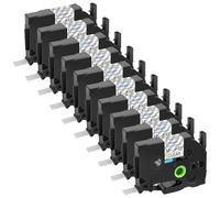 Lot de 10 Ruban compatible P-touch TZe-131L1 Noir sur Transparent 12 mm | Ruban d'étiquette laser à paillettes AZe131L1, compatible avec imprimantes d'étiquettes Ptouch PT-H110 H100 H105 P300BT E110