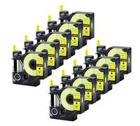 Lot de 10 ruban compatibles Dymo D1 45018 Noir sur Jaune 12 mm | 7 m S0720580 Ruban d'étiquettes compatible avec Dymo Label Manager 160 210D 260P 280 360D 420P Label Point Label Writer