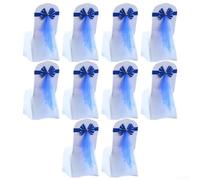 Lot de 10 rubans de chaise élastiques avec nœuds, pour décoration de fête de mariage, hôtel, 24 x 6 cm (bleu)