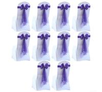 Lot de 10 rubans de chaise élastiques avec nœuds, pour décoration de fête de mariage, hôtel, 24 x 6 cm (violet)