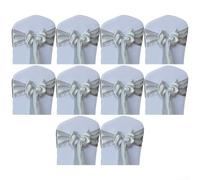 Lot de 10 rubans de chaise pour décoration d'événement, matériau satiné élégant pour mariage, fête, maison, gris