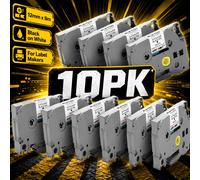 Lot de 10 rubans d'étiquettes TZe laminés noir sur blanc de 12 mm compatibles avec les étiqueteuses Brother P-Touch, cartouche de ruban de remplacement TZe231 TZ231 TZe-231 TZ-231, ruban adhésif 10 Pi