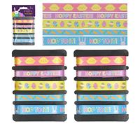Lot de 10 rubans en satin de Pâques avec lapin et œuf pour nœuds, emballage cadeau, artisanat, fête et décoration de gâteaux - Ruban de vacances en polyester pour couture et décoration d'intérieur