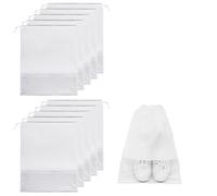 Lot de 10 Sac à Chaussures de Voyage,32 X 44cm,Sac de Rangement étanche pour Chaussures,Housse à Chaussures avec Fenêtre Transparente pour la Vie Quotidienne et Les Voyages (Blanc)