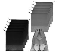 Lot de 10 Sac à Chaussures de Voyage,Housse à Chaussures,32 X 44CM,Sacs de Rangement pour Chaussures avec Fenêtre Transparente pour la Vie Quotidienne et Les Voyages(5 Gris+5 Noir)