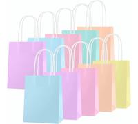Lot De 10 Sac Cadeau Pastel 21x15x8cm,Sac Kraft Avec Poignée,Pochette Cadeau En Kraft Pour Anniversaire Enfant,Mariage,Baby Shower, Fête, Emballage Cadeau Noël Et Anniversaire De Mariage