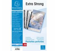 Lot de 10 Sachet de 100 pochettes perforées A4, polypro lisse 9/100e