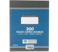 Lot de 10 Sachet (filmé) de 200 pages, copies doubles, 70g non perforées, Format 21 x 29,7 cm (A4), Quadrillé 5 x 5, blanc G