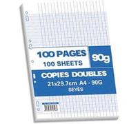 Lot de 10 sachets 100 pages copies doubles 90g Seyès 21x29,7cm (A4). Perforation pour classeur A4 G