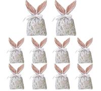 Lot de 10 sachets à biscuits de Pâques avec cordon de serrage et oreilles de lapin pour bonbons | Conteneurs décoratifs pour fêtes de famille | Emballage cadeau pour fête de mariage ou d'anniversaire
