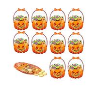 Lot de 10 sachets à bonbons d'Halloween - Transparents - Avec poignées - Sacs refermables effrayants pour et adultes - Pour le stockage des collations - Salle de classe