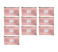 Lot de 10 sacs à billets en cuir synthétique rose de 28 cm avec fermeture éclair, sac avec fenêtre encadrée pour carte d'identité, organisateur de factures professionnel pour banque, entreprise