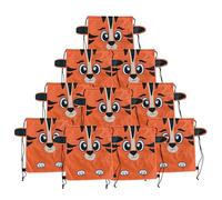Lot de 10 Sacs à Dos à Cordons pour Enfants - Designs Animaux Rigolos (41x34 cm) | Petit Sac de Sport Imperméable pour École, Goûter et Anniversaire - Cadeau Invité Garçon et Fille ( Tigre)