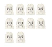 Lot de 10 sacs à friandises en coton et lin - Motif tête de mort - Fermeture réglable - Pour fête d'Halloween