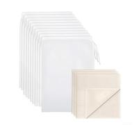 Lot de 10 sacs à lait de noix réutilisables en coton bio et étamine, comprend 10 sacs filtrants avec cordon de serrage et 3 chiffons à bords scellés, pour filtrer le lait de noix, le fromage, les jus