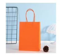 Lot de 10 sacs à provisions colorés en papier kraft, sacs à bonbons, sacs en papier coloré à main, décoration de fête de mariage, cadeau (10 pièces, orange, 16 x 12 x 6 cm)