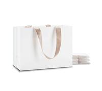 Lot de 10 sacs cadeaux blancs en vrac YACEYACE - 20,3 x 9,5 x 15,2 cm - Petits sacs cadeaux blancs avec poignées - Sacs cadeaux en papier blanc - Sacs à provisions pour petits
