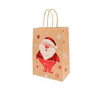 Lot de 10 sacs cadeaux de Noël en papier kraft motif Père Noël, bonbons, biscuits, friandises, fournitures de décoration d'intérieur (Père Noël, 10 pièces_21 x 15 x 8 cm)
