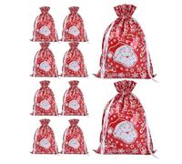 Lot de 10 sacs cadeaux de Noël, sacs à bonbons de Noël, sacs à biscuits, sacs à bonbons de Noël, sacs de rangement avec cordon de serrage, sacs à bonbons en papier d'aluminium