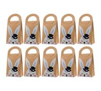 Lot de 10 sacs cadeaux de Pâques en papier robuste avec motifs lapins - Accessoire de mode pour les fêtes de fin d'année, fournitures et décorations