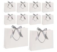 Lot de 10 sacs cadeaux en papier avec nœud : sacs cadeaux sacs en papier pour anniversaire mariage, festival, Noël, 28 x 20 x 10 cm
