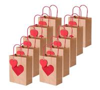 Lot de 10 sacs cadeaux en papier avec poignées en forme de cœur pour la Saint Valentin