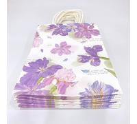 Lot de 10 Sacs Cadeaux en Papier Kraft avec Poignées,Petit Format 15x8x21cm,Sac Cadeau pour Anniversaire Enfant,Fête,Mariage,Noël,Sachet Kraft Pochette Cadeau Emballage (Iris)