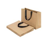 Lot de 10 Sacs Cadeaux en Papier Kraft Sac Cadeau Grand Format avec Poignée Sacs de Courses Réutilisables Sacs-Cadeaux Sachet Fourre-tout Pochette d'Emballage pour Mariage Anniversaire Noël Marron