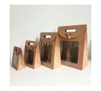 Lot de 10 sacs cadeaux noirs et blancs avec fenêtre transparente en papier kraft avec poignée pour bonbons, biscuits, gâteaux, sacs cadeaux pour l'Aïd Mubarak (1 pièce C 35,6 x 17,8 x 50,8 cm)