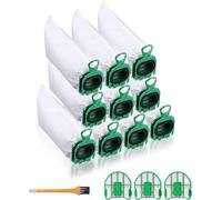 Lot de 10 sacs d'aspirateur compatibles avec Vorwerk Kobold VB100 FP100, sacs filtrants de qualité supérieure, avec 3 filtres de protection du moteur et 1 brosse de nettoyage, accessoires de rechange