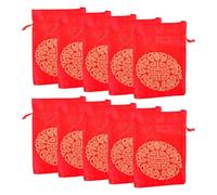 Lot de 10 sacs de bénédiction de paix pour mariage créatif, sac à bonbons, sac en brocart, sac cadeau, fournitures de mariage, Nouvel An, sac rouge avec cordon de serrage