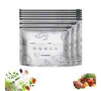 Lot de 10 sacs de congélation réutilisables en feuille d'aluminium, sacs de conservation et de conservation des aliments, avec espace pour étiquettes, motif fruits de mer, sacs scellés pour légumes