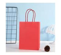 Lot de 10 sacs de courses colorés en papier kraft, sacs à bonbons, sacs en papier coloré à main, décoration de fête de mariage, cadeau (10 pièces, rouge pastèque, 16 x 12 x 6 cm)