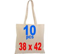 Lot de 10 sacs de courses en Coton naturel 38 x 42 cm