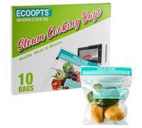 Lot de 10 sacs de cuisson vapeur | Sacs vapeur pour micro-ondes, grande taille pour légumes, pommes de terre et viande (10, L)