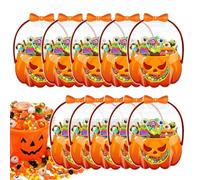 Lot de 10 sacs de goodie d'Halloween avec poignées - Saisonnier pour l'automne - Traité des astuces - Bonbons - Événement scolaire