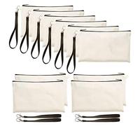 Lot de 10 sacs de maquillage vierges pour sublimation - 20 x 14 cm - Avec cordon - Pour sublimation - Transfert thermique - Avec fermeture éclair - 100 % polyester