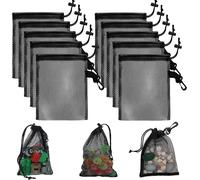 Lot De 10 Sacs De Rangement En Maille Noire Avec Cordon De Serrage Pour Jouets,Sport,Rangement,Plongée,Activités De Plein Air Et Plus Encore,Noir - 20 X 30 - 10 Pièces