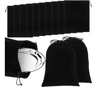 Lot de 10 sacs de rangement en tissu anti-ternissement pour bijoux en argent, argenterie, couverts, nettoyage des plaques argentées, 22,9 x 30 cm