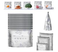 Lot de 10 sacs de rangement hermétiques réutilisables en feuille d'aluminium, sacs de conservation des aliments, pochettes hermétiques sous vide, sacs hermétiques avec étiquette et fermeture éclair
