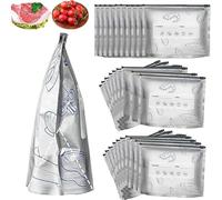 Lot de 10 sacs de rangement refermables en feuille d'aluminium réutilisables avec étiquette et fermeture éclair, pochettes refermables sous vide à fermeture éclair pour aliments, légumes, fruits