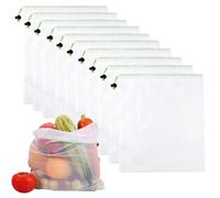 Lot De 10 Sacs En Filet Avec Cordon De Serrage, Sacs En Filet Respirant Pour Fruits Et Légumes, Sacs En Filet Réutilisables, Sacs De Courses En Filet